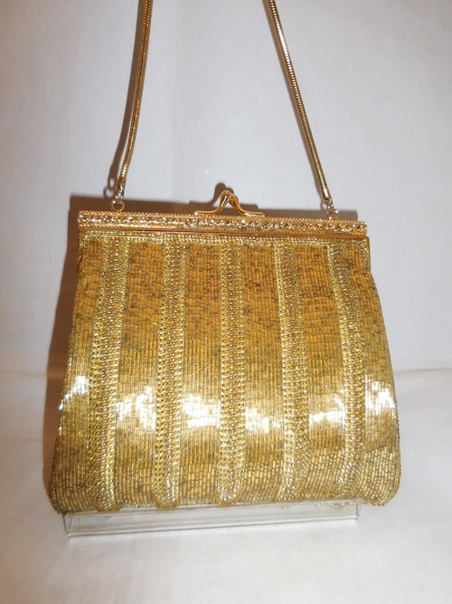 ゴールドビーズビィンテージバック gold color bead vintage bag (made in Japan)