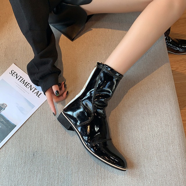 スキニーブーツウィンターレッドカジュアルレザー 靴 シューズ 冬物 部族の婦人靴47701161091