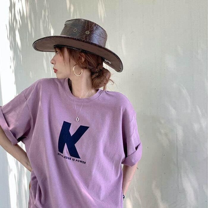 プリントTシャツ レディースルーズサマー コットン 夏物 ピュア パープル モンロー44802066832