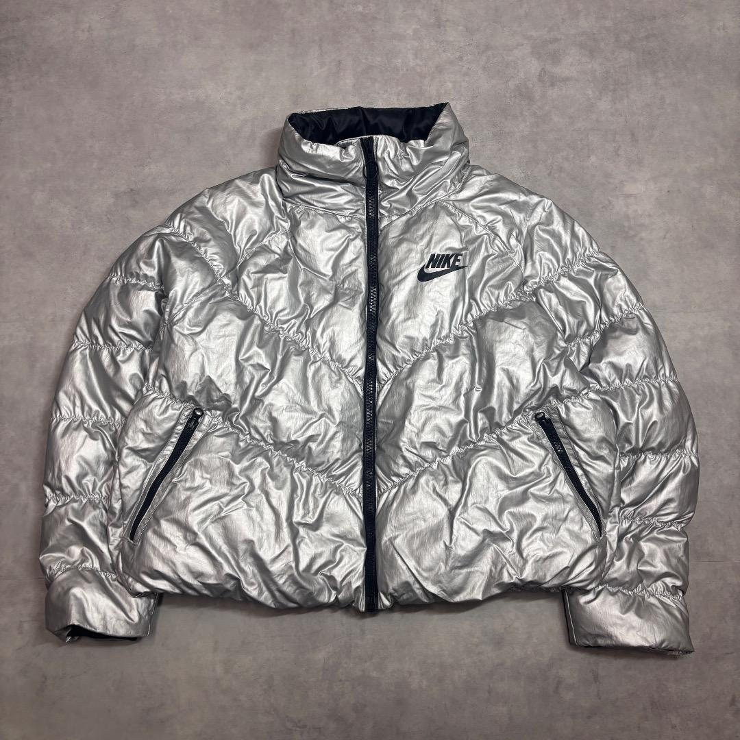NIKE ナイキ 中綿ジャケット 古着 ショート丈 L シルバー 17388