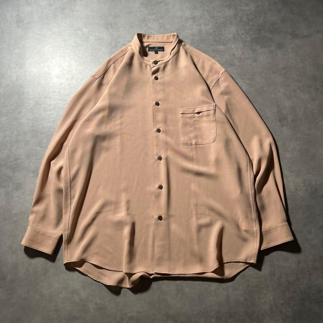 バンドカラー プレーン ワントーン シンプル ゆるだぼ デザイン シャツ