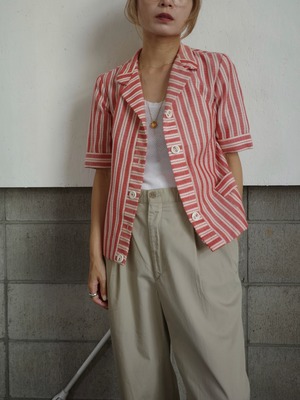 <vintage>60’s red stripe halfsleeve jacket