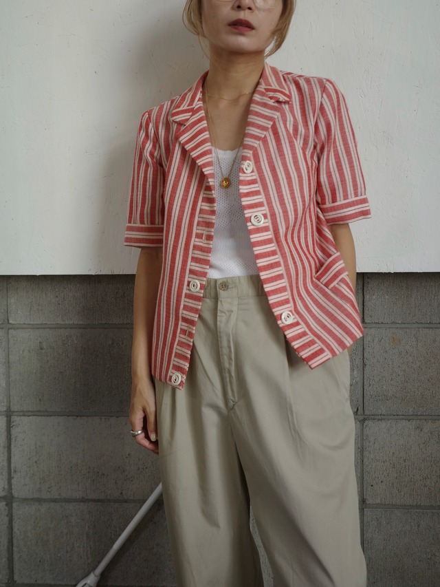 <vintage>60’s red stripe halfsleeve jacket