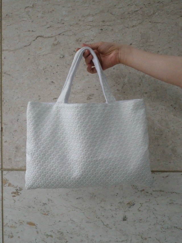 flower jacquard bag  " morning " / white