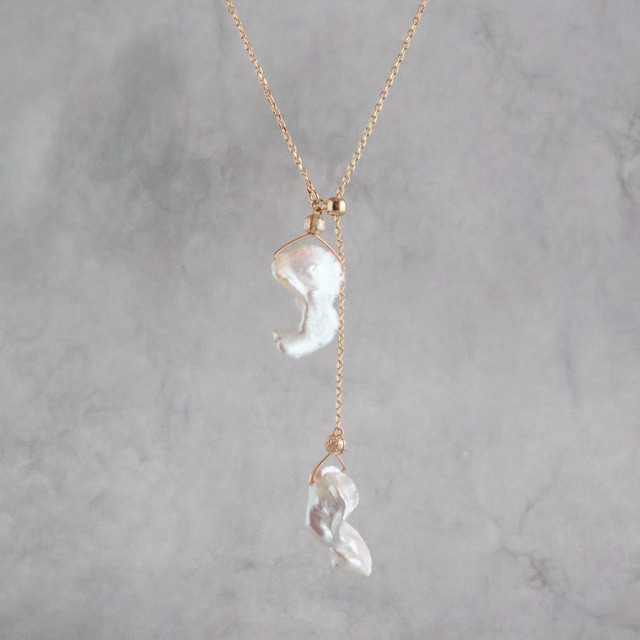 【再入荷】淡水パール ツインペタル 2way Y字ネックレス
