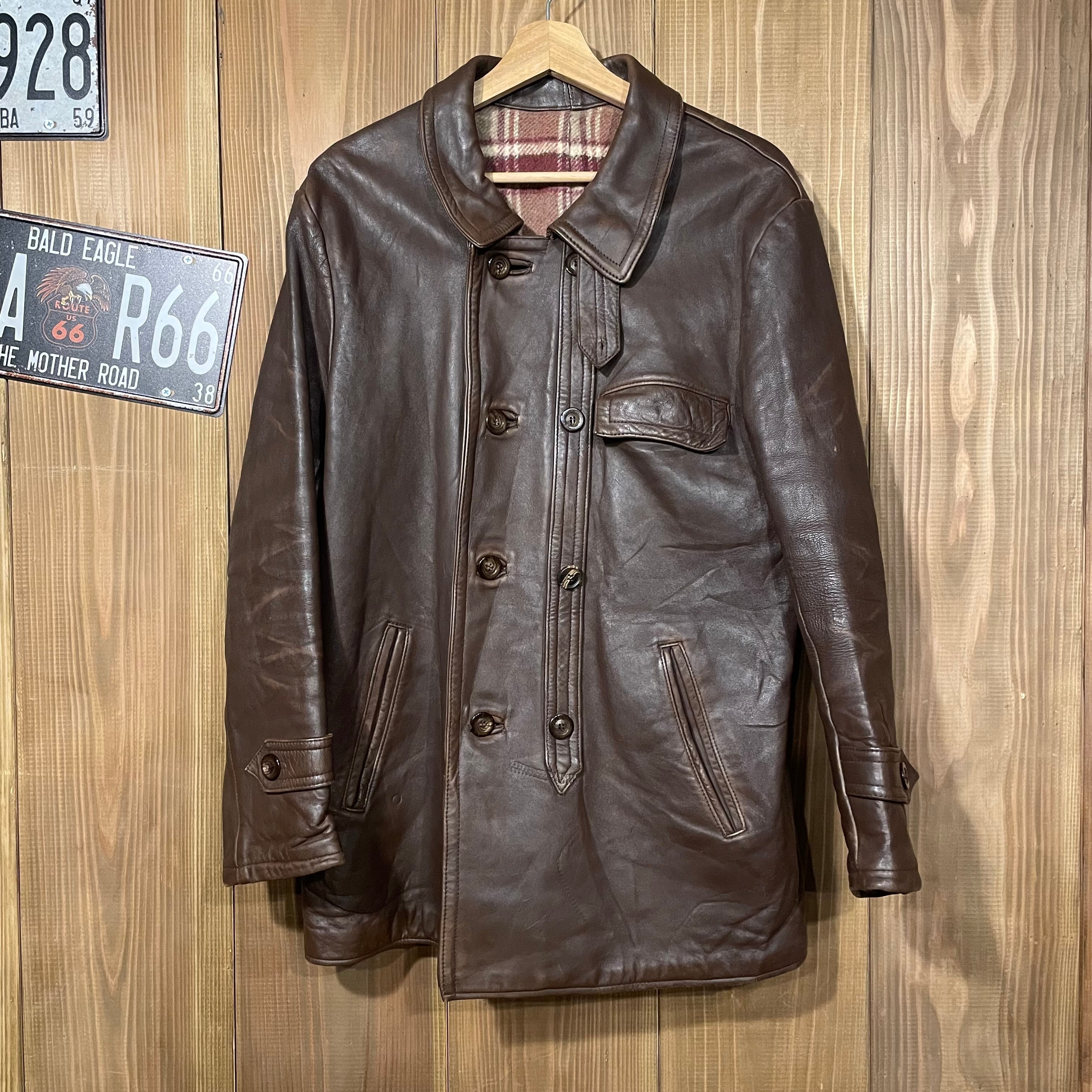 70s GVF IMPERCUIR フランス製 コルビジェジャケット レザー襟 L