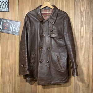 70s GVF IMPERCUIR フランス製 コルビジェジャケット レザー襟 L ユーロ ヴィンテージ レザージャケット ノエルキュイール カバーオール