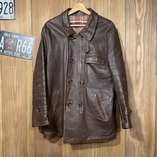 70s GVF IMPERCUIR フランス製 コルビジェジャケット レザー襟 L ユーロ ヴィンテージ レザージャケット ノエルキュイール カバーオール