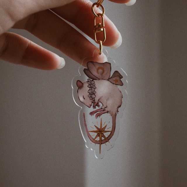 mouse / Taxidermy specimen / Stackable acrylic key chains