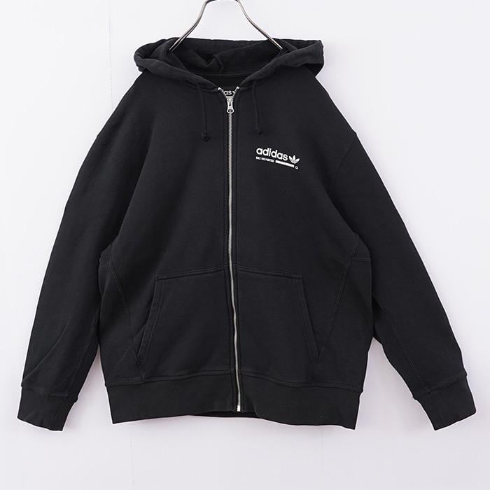 adidas アディダス パーカー 古着 ジップ プリント XL 黒 12714 adidas アディダス パーカー 古着 ジップ プリント XL 黒 12714