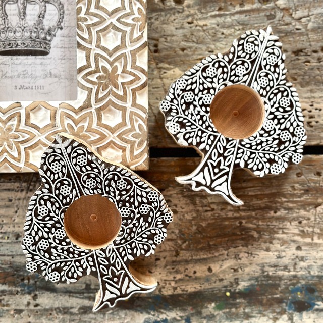 ウッドブロックキャンドルホルダー