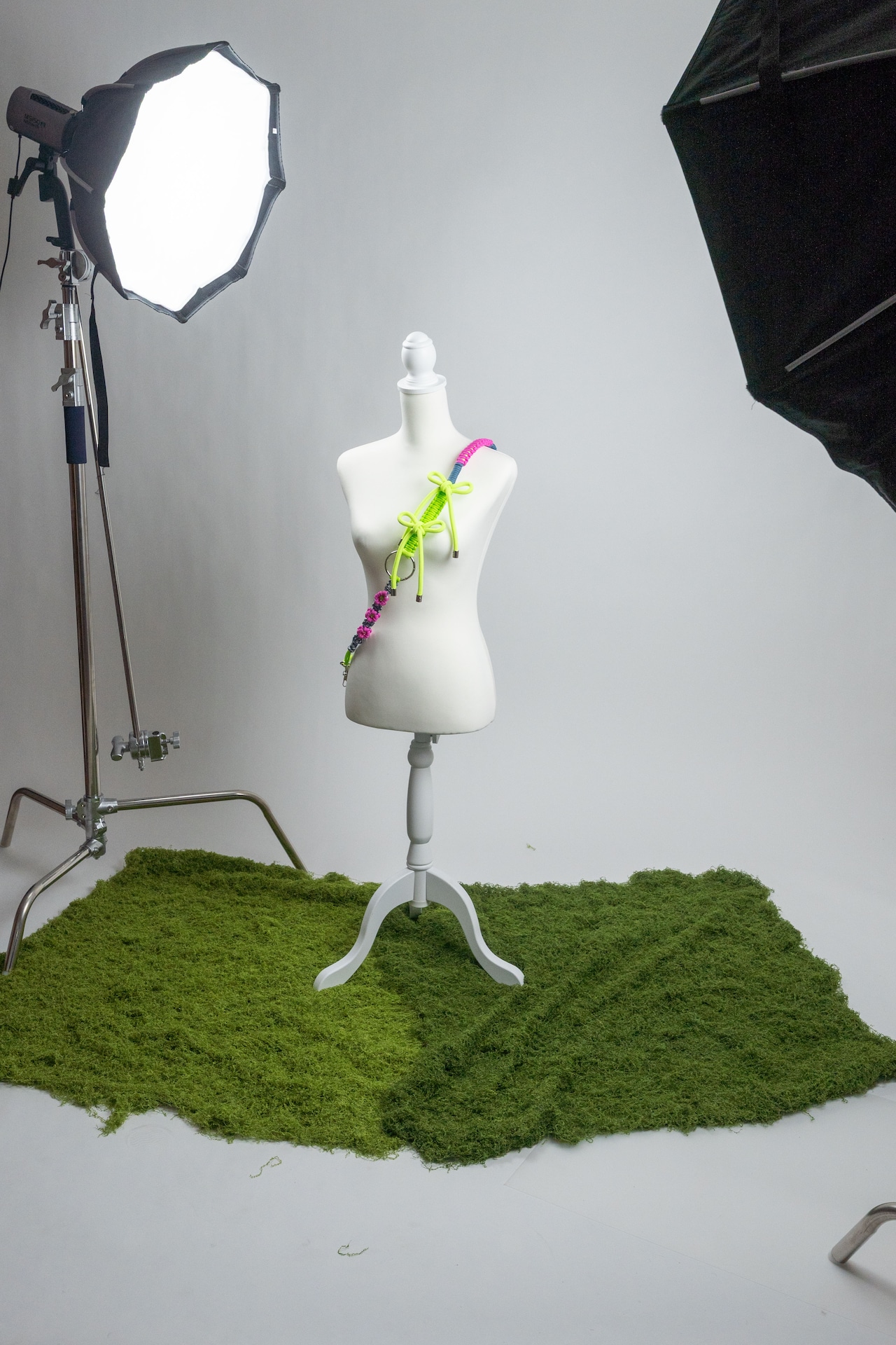 2way big ribbon flower strap Neon Green