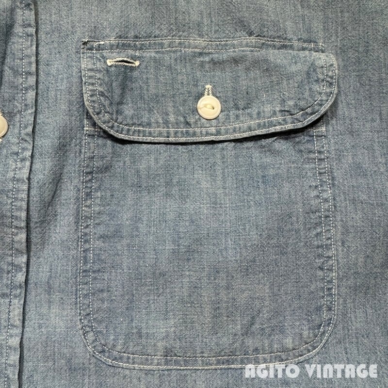 50's BIG MAC ビッグマック シャンブレーワークシャツ 台襟 マチ無し