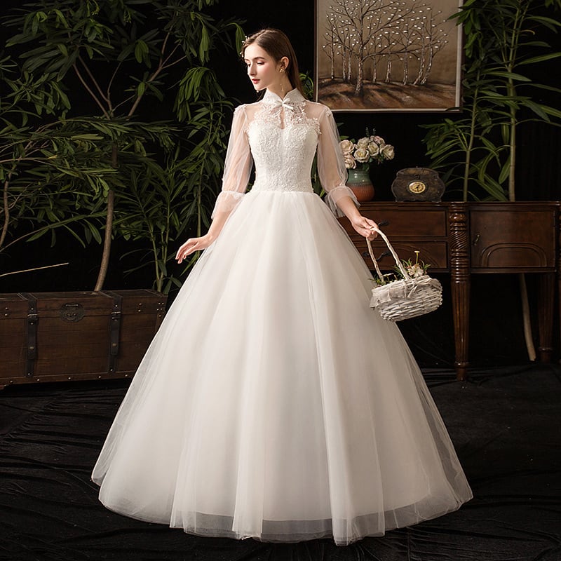 8060ウェディングドレス 白 大きいサイズ プリンセス Aライン 結婚式 ...