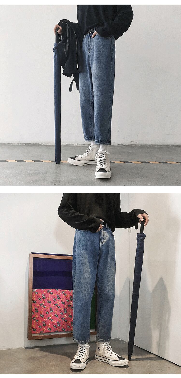 全1色 デニム パンツ ストレート カジュアル ダメージ おしゃれ