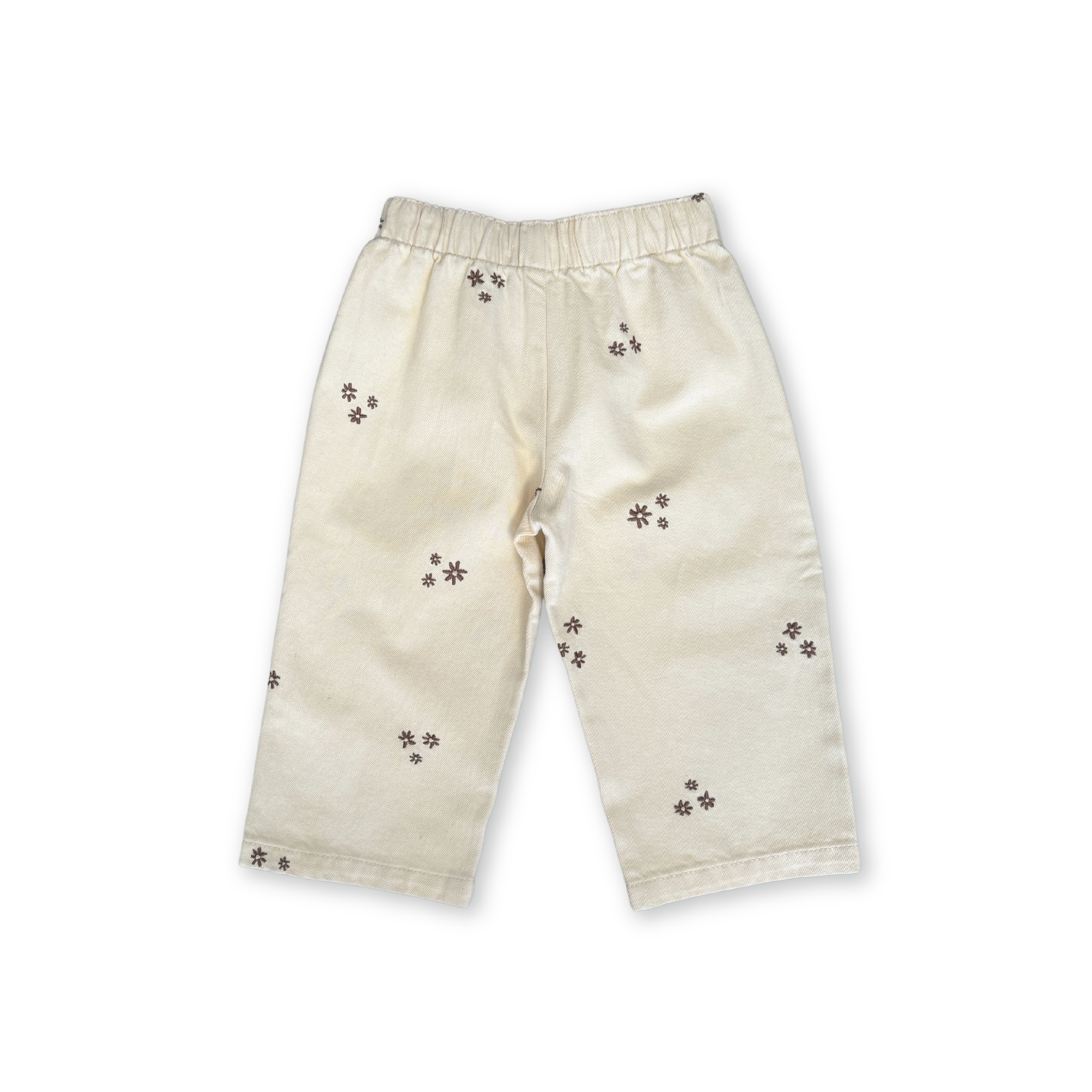 【即納/送料無料】Grown / Organic Denim Wild Flower Embroidery Pant - Milk