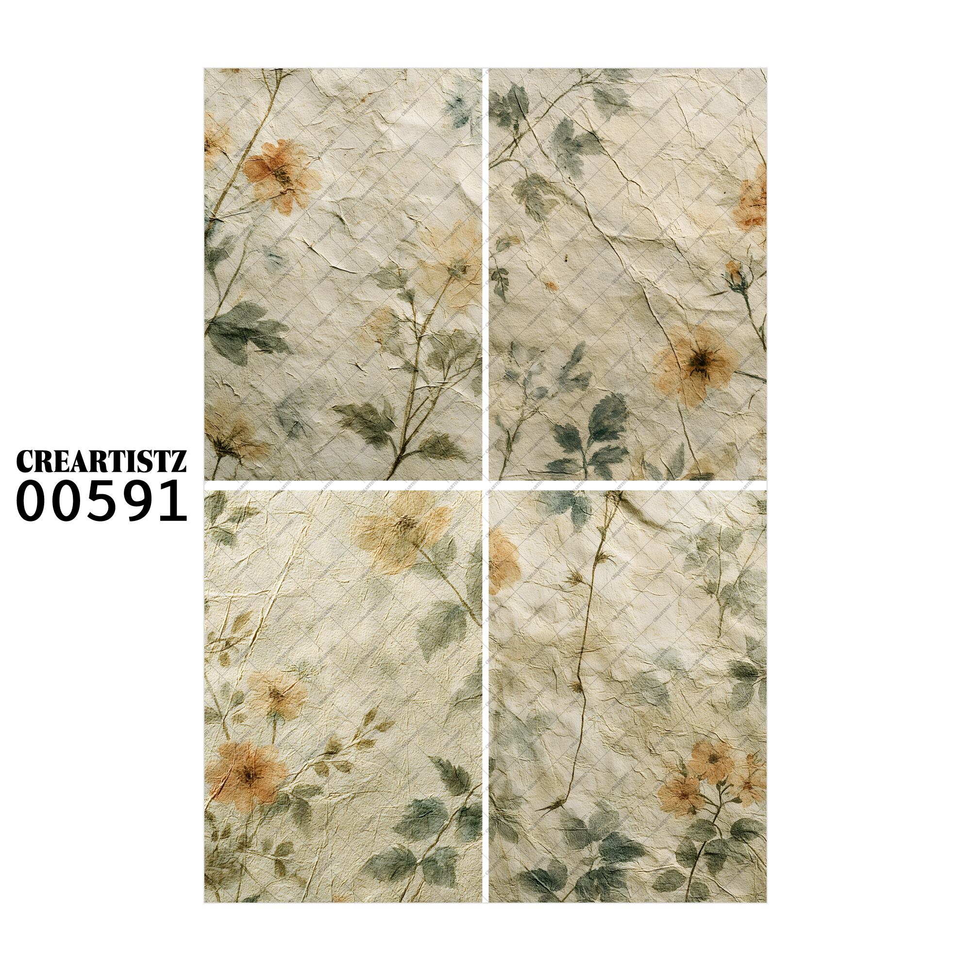 00591 背景 コラージュ素材 オリジナル 12枚セット (4種類×3枚) ペーパー/ステッカー CREARTISTZ