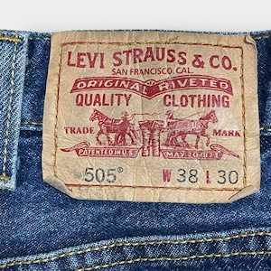 LEVI'S 505 デニム ジーンズ ジーパン W38L30 メキシコ製 ビッグサイズ ダボパン レギュラーフィット リーバイス 濃紺 インディゴ US古着