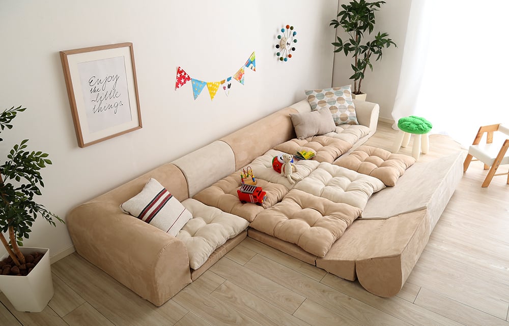 3人掛けフロアコーナーソファ(2セット)分割ソファ 同色2セット