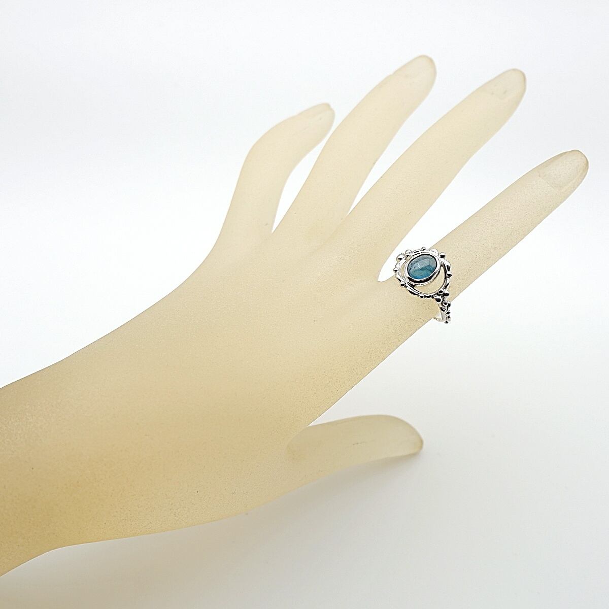 シーグリーンカイヤナイトのデザインリング 12.5号 ～深き森の泉