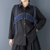 デニム切替 オーバーサイズ シャツ 00295