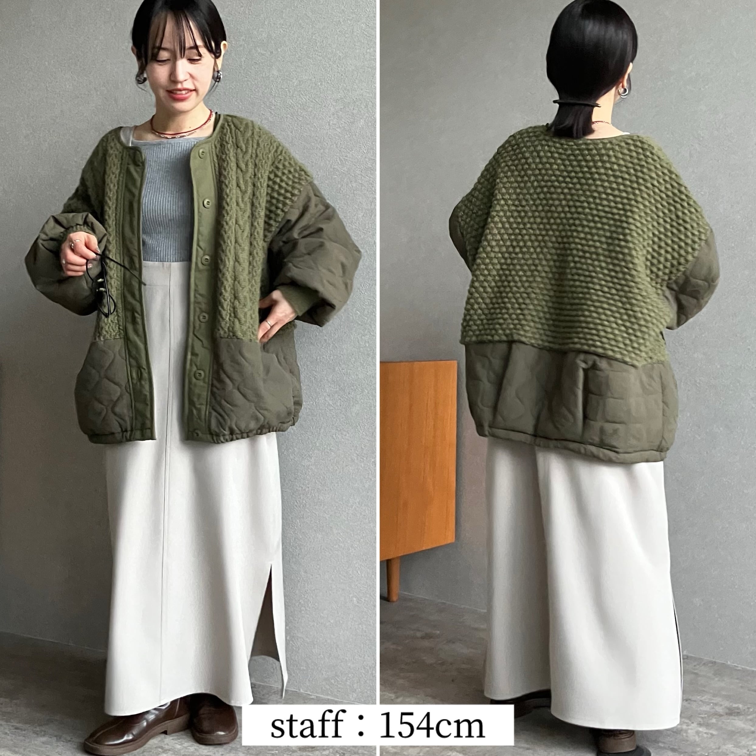 ケーブルニット×キルティングボリュームブルゾン【an-e251645-z】宅配