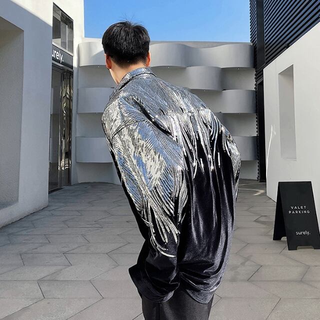 S GOLDBERGH ブラックスパンコールロングスリーブシャツ リブロングスリーブTシャツ（Black）| Sunspel