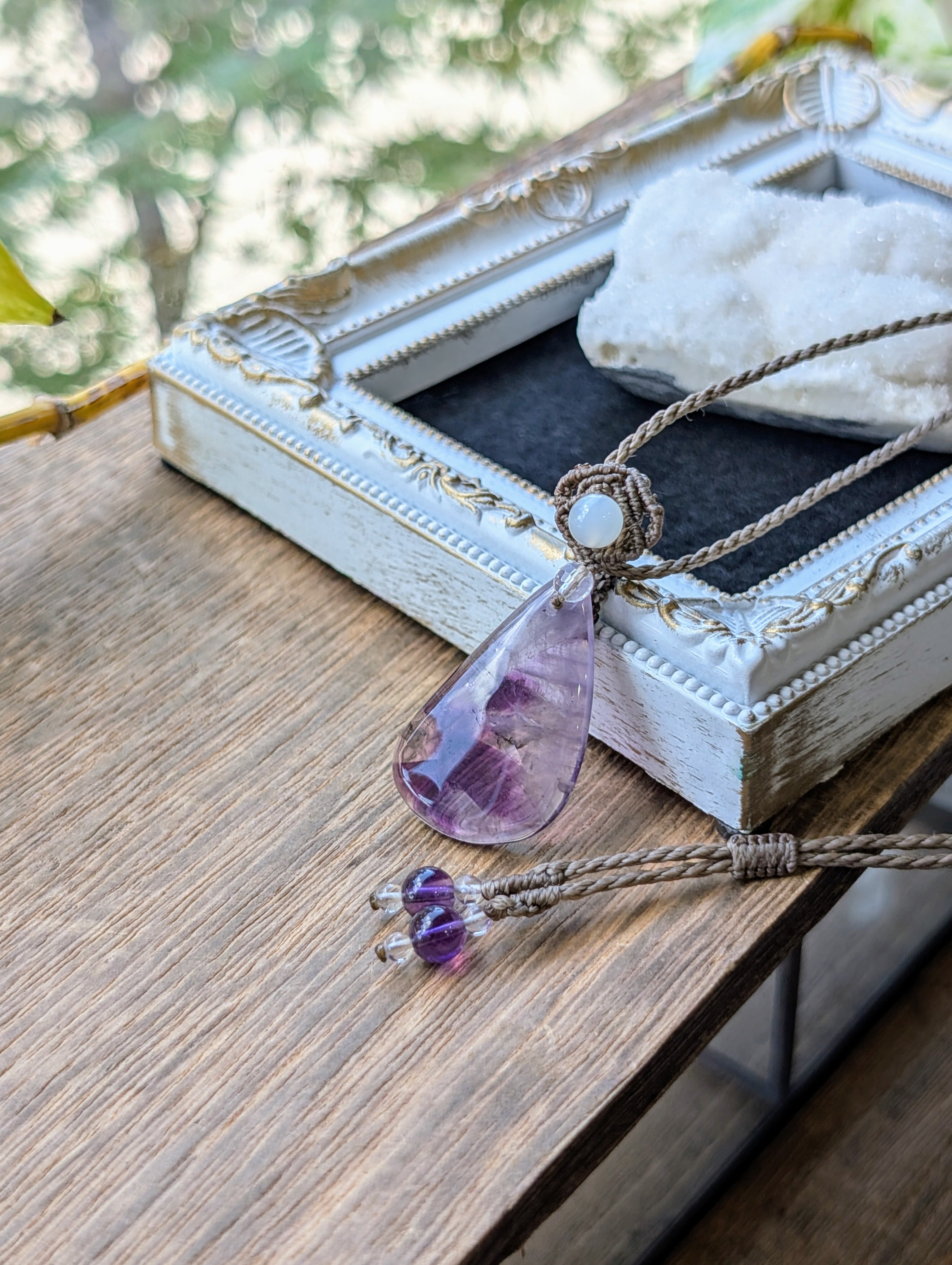 ☆トラピッチェアメジスト・アメジスト☆マクラメ編みネックレス 374