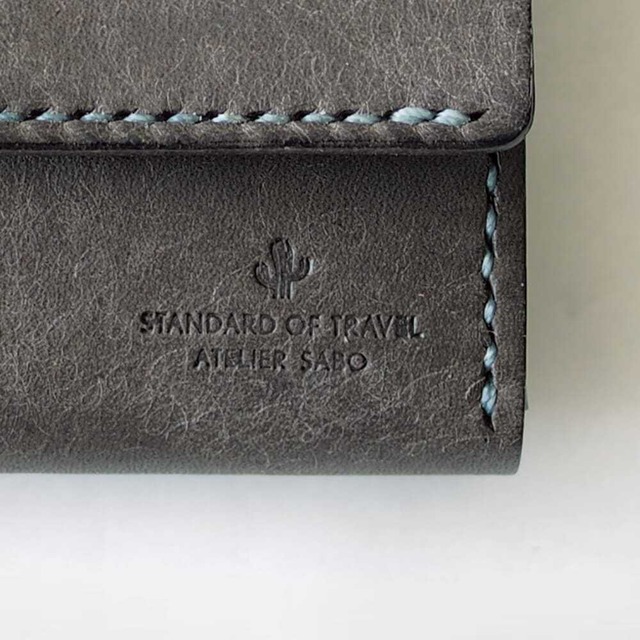 【限定色】カードがたくさん入る ミニ財布【グレー×くすみブルー】Smoky+（受注生産品）