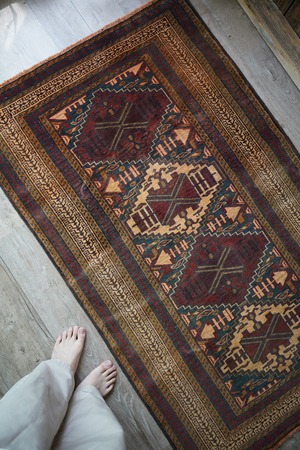 【332】Vintage Afghan Baluch rug 1960's