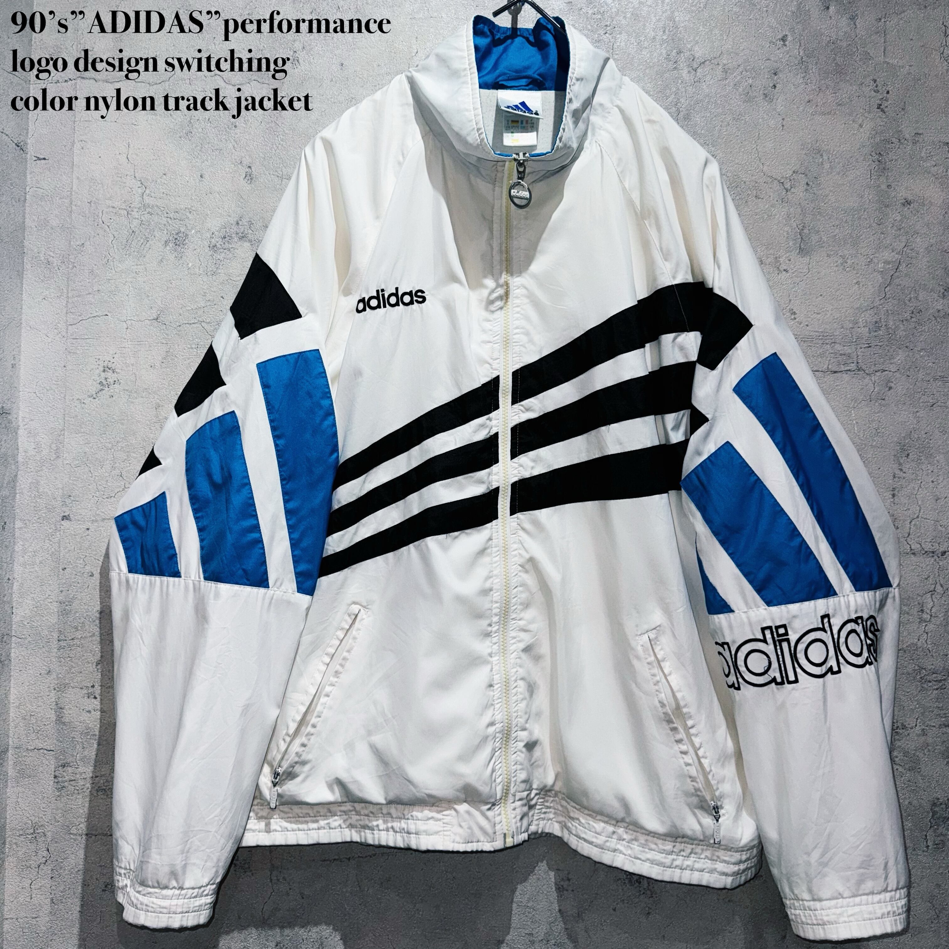 90’s”ADIDAS”performance logo design switching color nylon track jacket