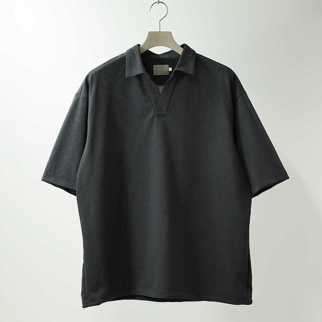 MOON CASTLE (ムーンキャッスル) ICE COTTON LONG POLO NECK (BLACK