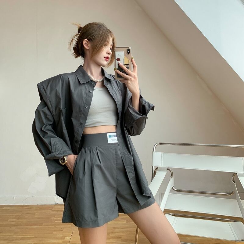 パンツ 薄手グレーカジュアルショーツ サマーウェストルーズ 夏物 ブルマー ブラックストロベリース10849933326