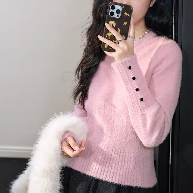 Narrowed waist V-neck sweater 00240