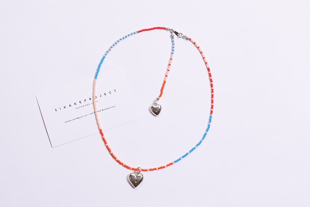 colorful beads heart necklace E