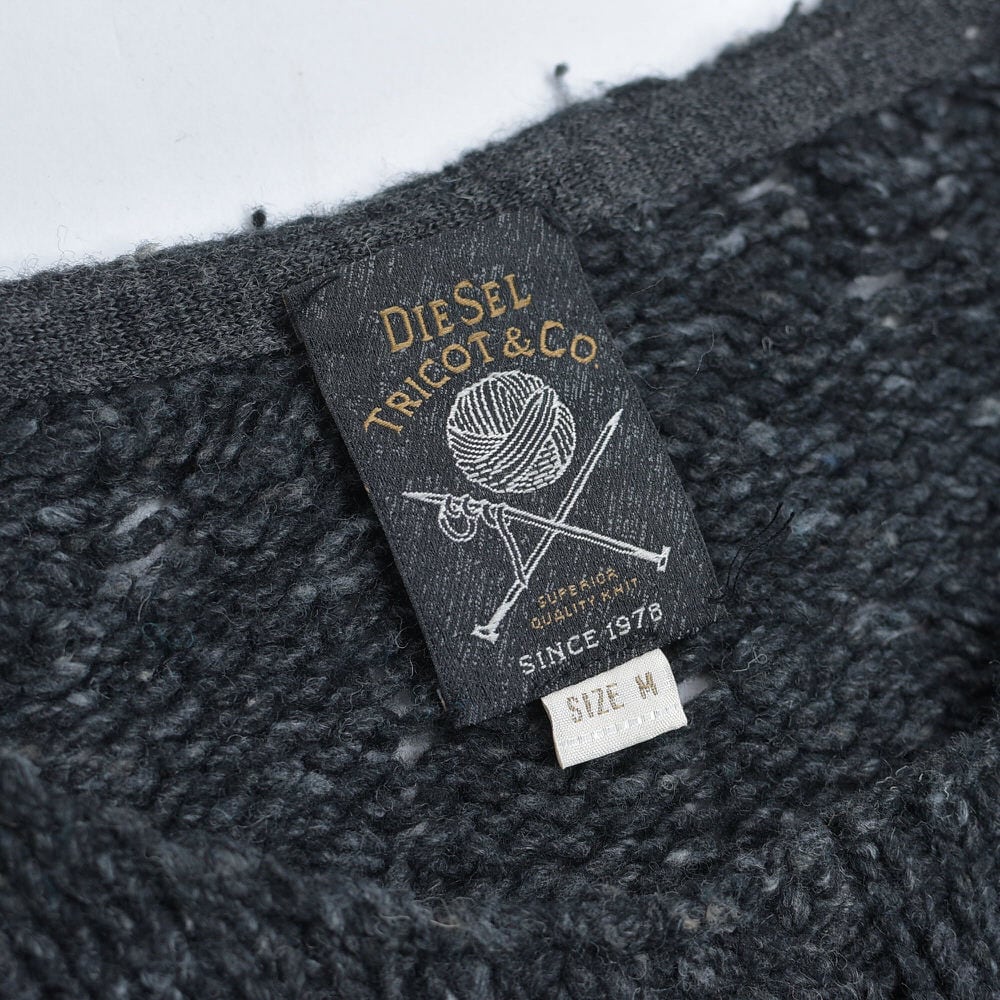 DIESEL ディーゼル ツートンカラー ウール混 ケーブル編み 透かし編み