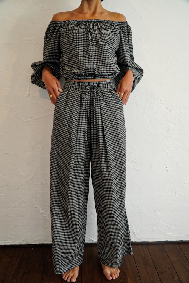 Handloom Cotton Check Wide Pants