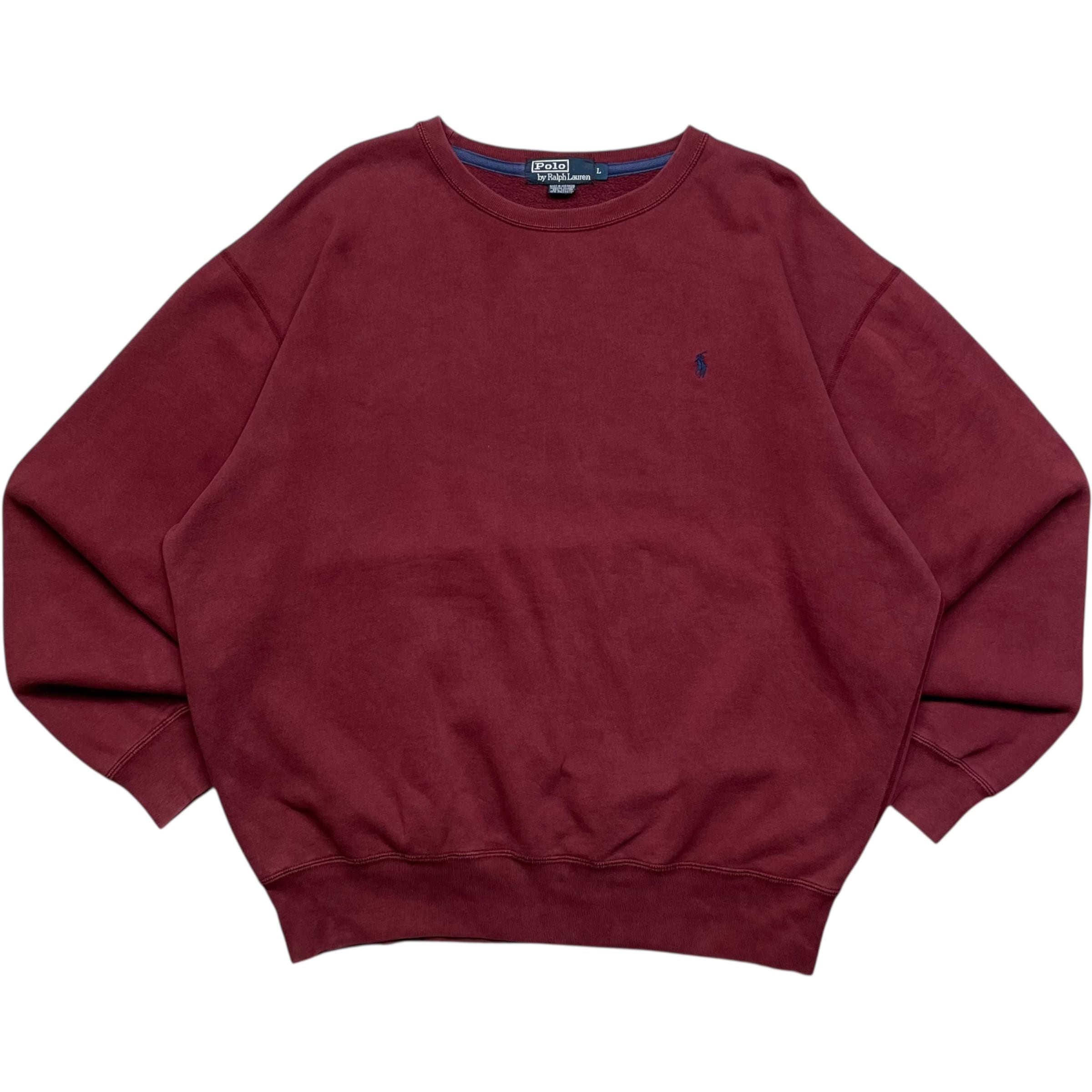 《L》 Polo by Ralph Lauren ポロバイラルフローレン スウェット ポニー ワンポイント ワインレッド 90年代 vintage no.9061
