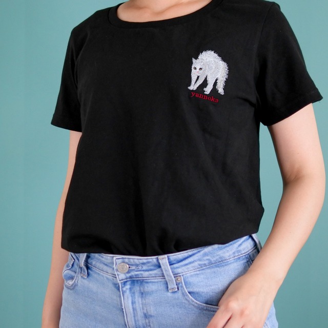 【白猫】やんのかステップTシャツ（白・黒）