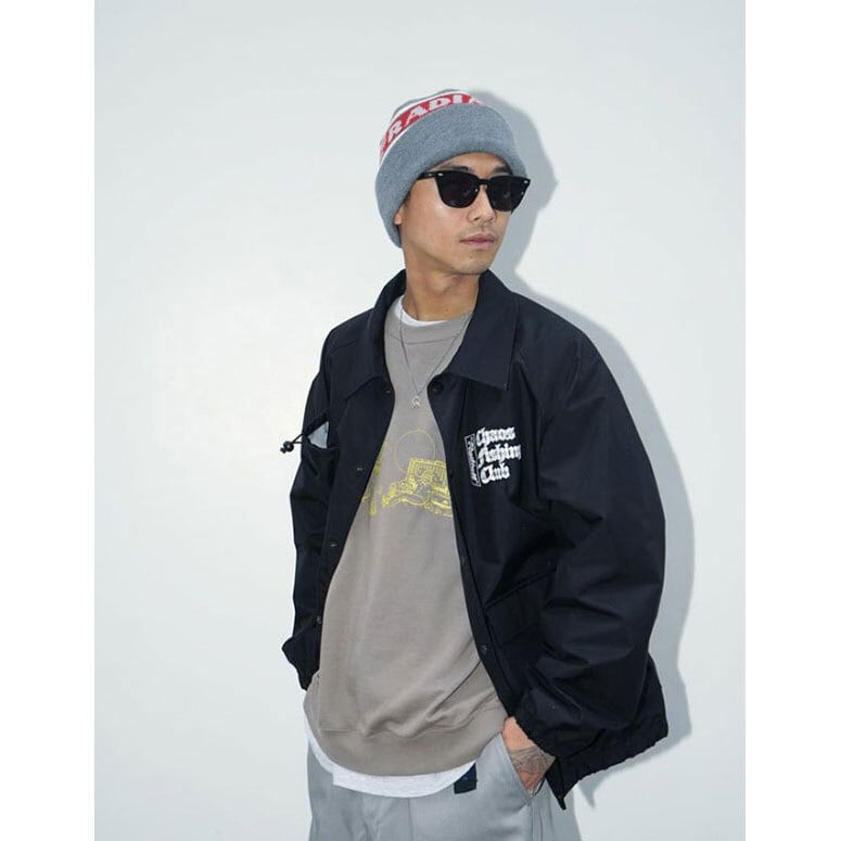 RADIALL (ラディアル) Chrome Letters WINDBREAKER JACKET コーチジャケット ストリート メンズ 冬  ジャケットアウター 防水 ゆったり ポケット 多機能 ブランド 黒 CHAOS FISHING CLUB カオスフィッシングクラブ