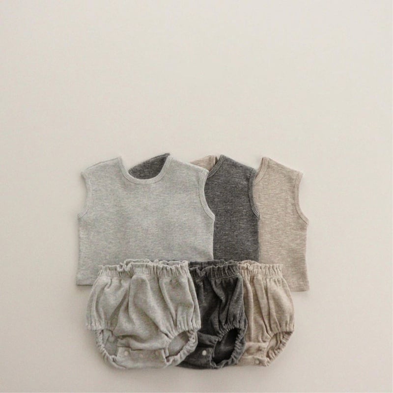 【BABY】夏新作 無地ノースリーブシャツセットアップ