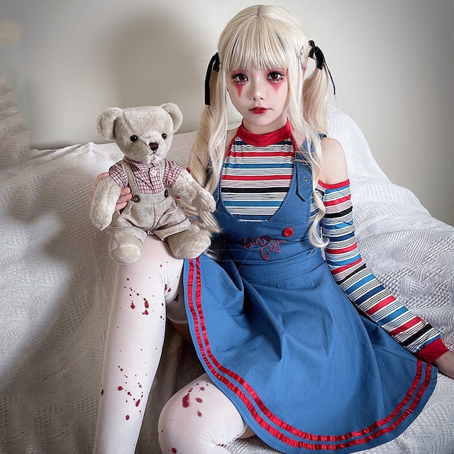 （2点セット）ハロウィン ピエロ サーカス ロリー コスプレ 仮装 パーティー お祭り トップス ワンピース77882150