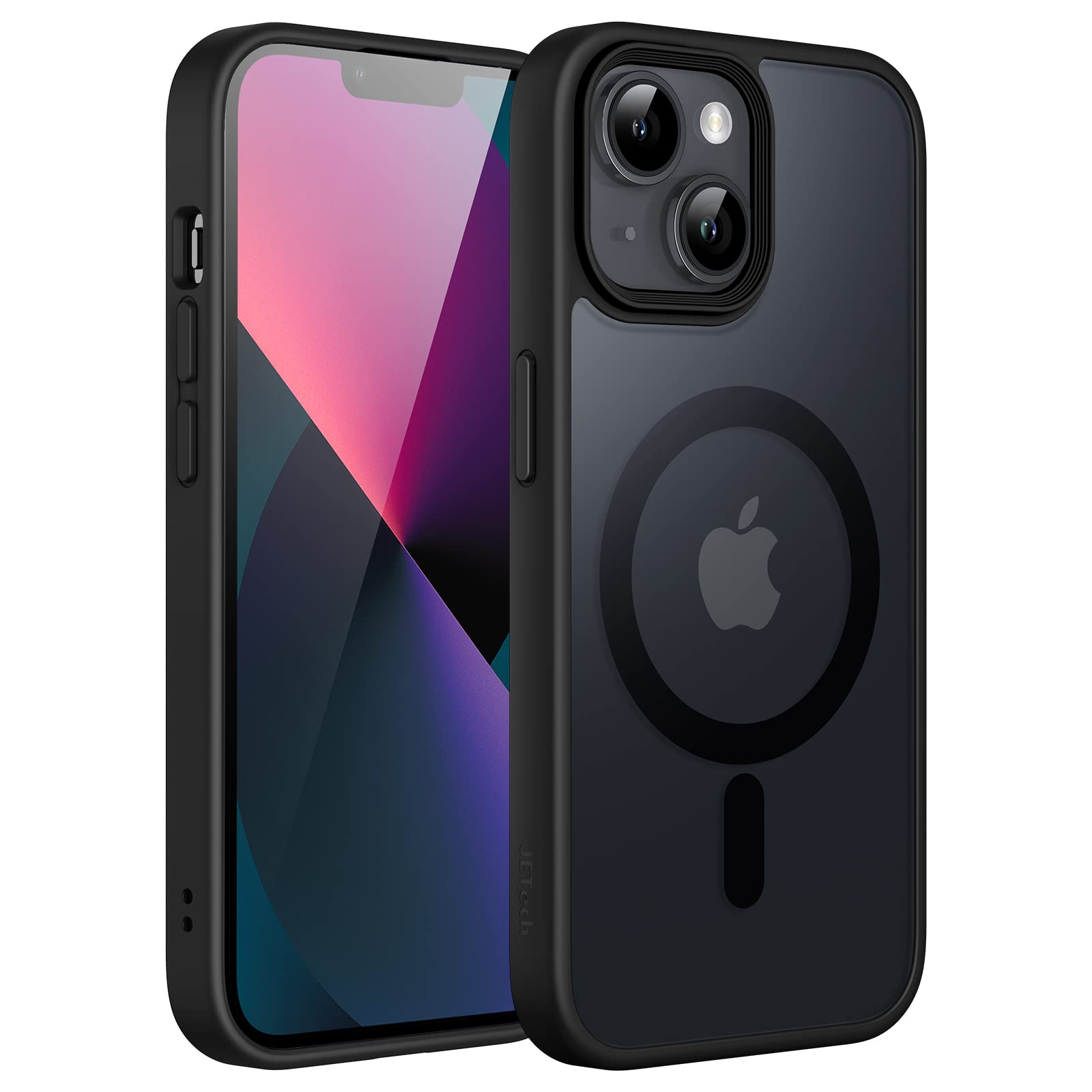 JETech iPhone 13用 マグネットマットケース (ブラック)