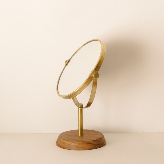 Brass&Wood Stand Mirror