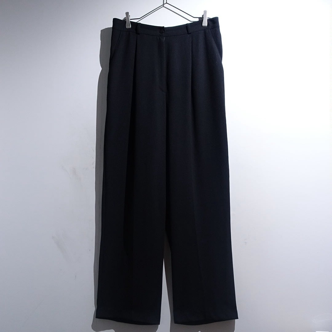 90s Black One-Tuck Wide Straight Easy Slacks