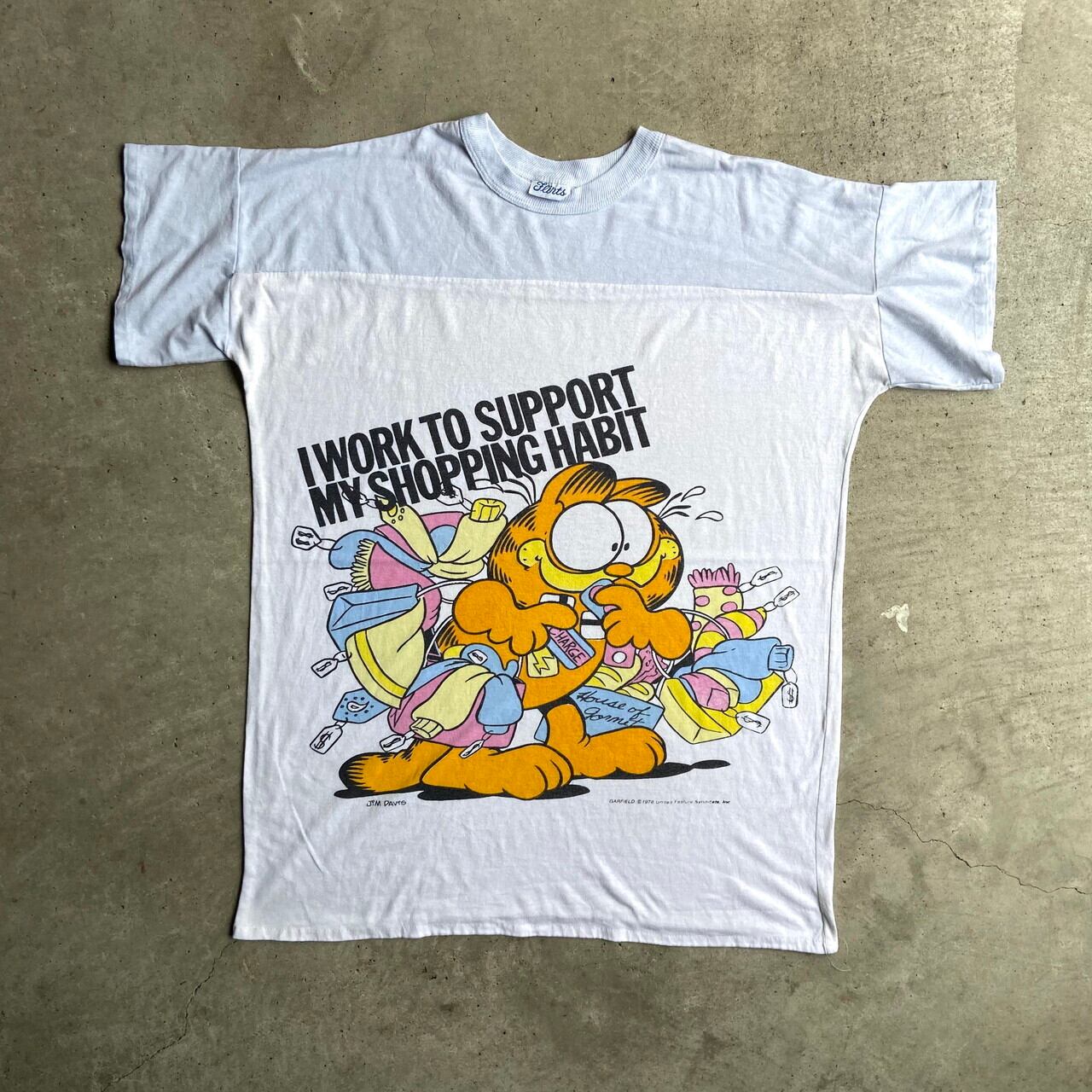 70年代 GARFIELD ガーフィールド キャラクタープリントTシャツ レディースXL 古着 ツートンカラー 70s ビンテージ ヴィンテージ  パステルブルー×ホワイト 水色×白【Tシャツ】【SA2107】 | cave 古着屋【公式】古着通販サイト powered by BASE