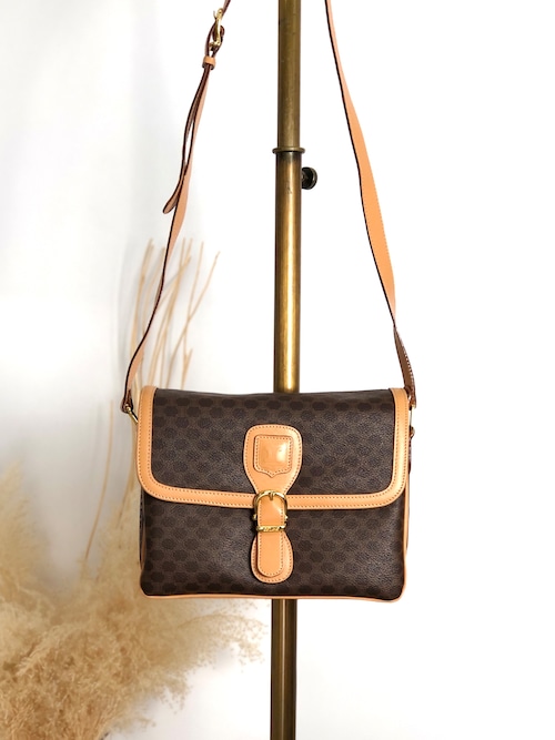 CELINE セリーヌ マカダム ショルダーバッグ ブラウン ブラゾン型押し PVC vintage ヴィンテージ オールド cwx3rn