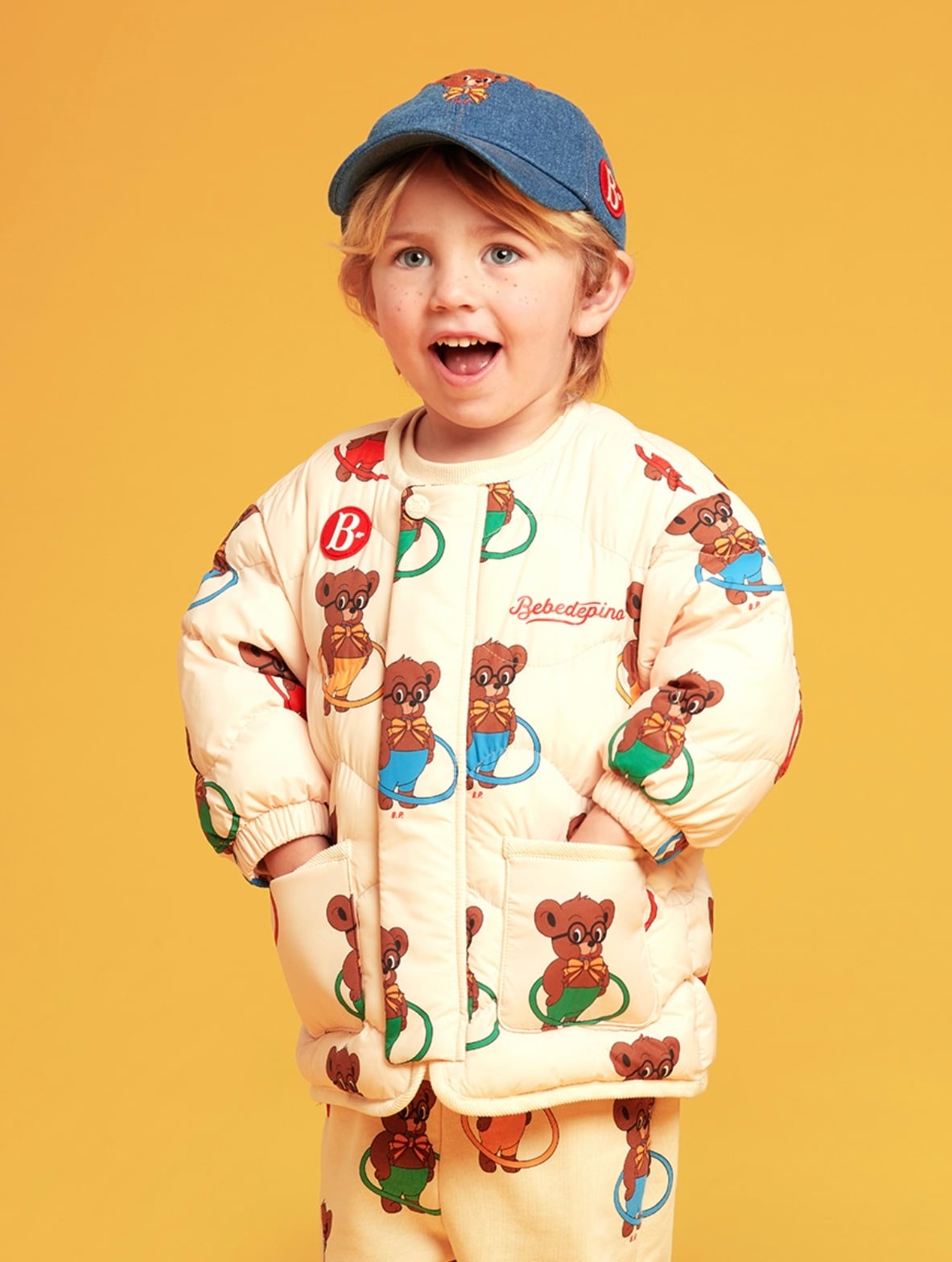 BEBE DE PINO] All over lacey baby quilted padding jumper set 正規