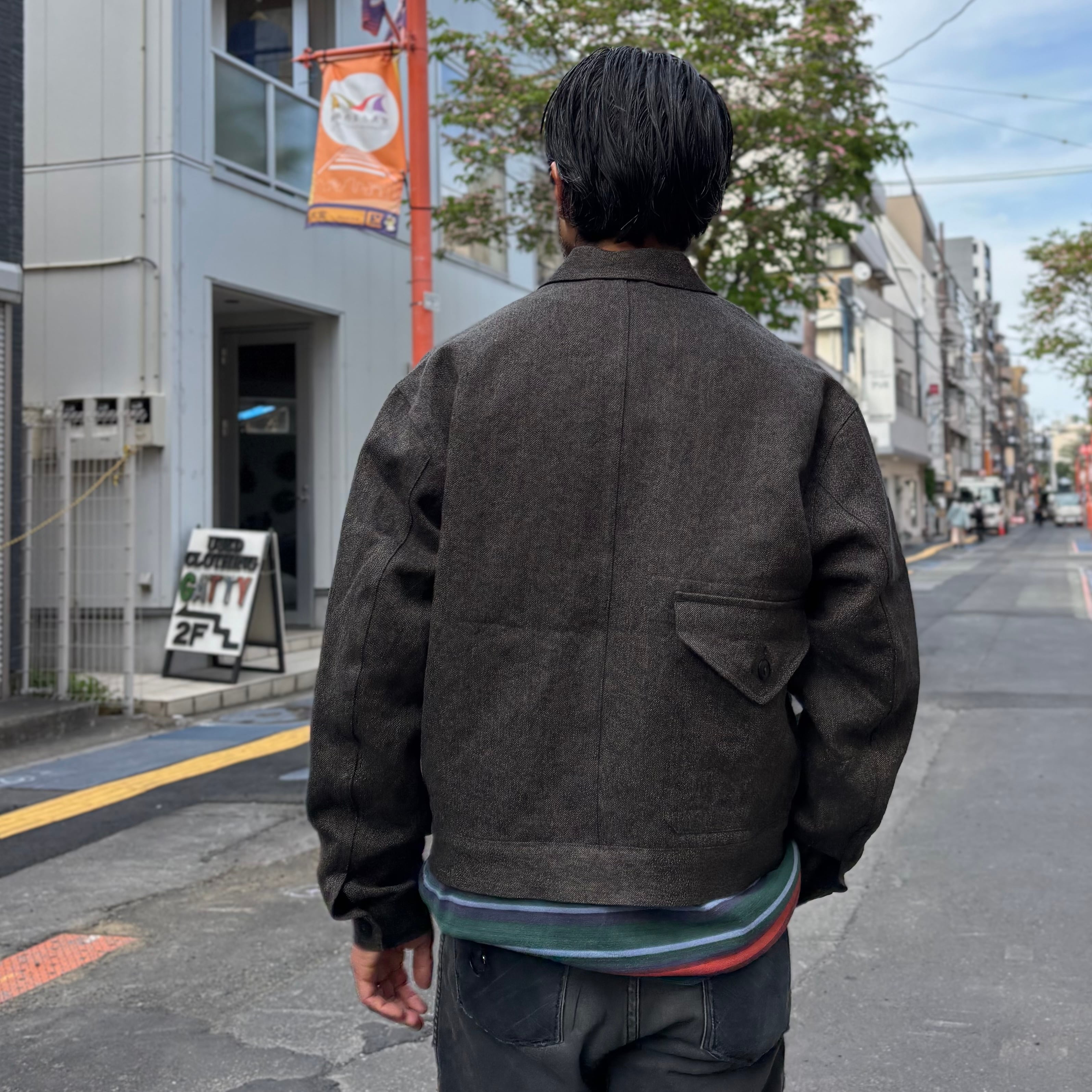 NIGEL CABOURN / FRENCH WORK JACKET - MIX BLACK CHAMBRAY