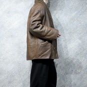 shawl collar brown mouton jacket